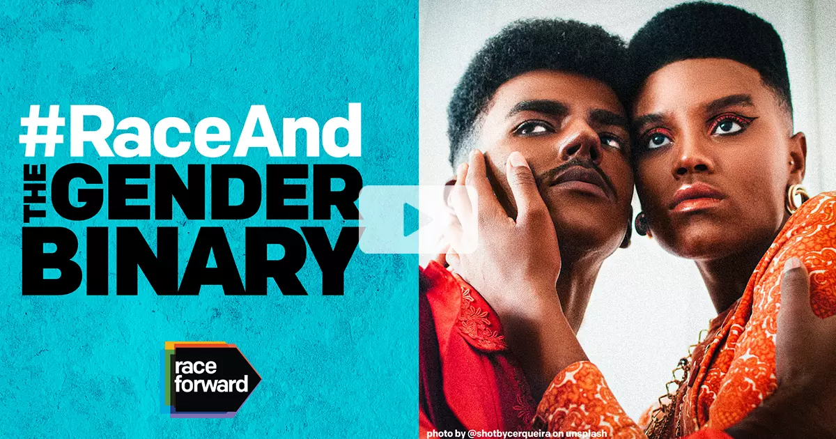 #RaceAnd The Gender Binary Event Video Cover with a photo by Cerqueira on Unsplash of two people looking outward