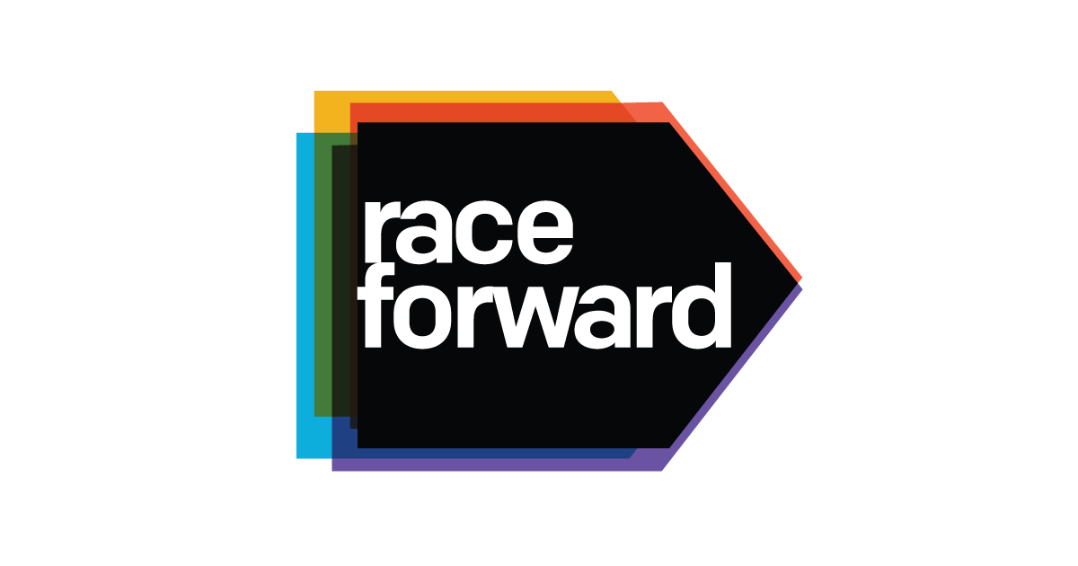 Race Forward logo (stylized arrow with fringe of different colors).